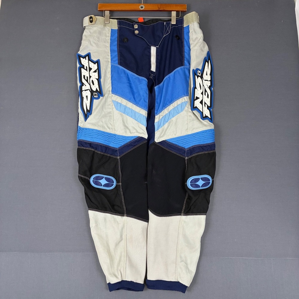Vintage No Fear Motorcross Racing Pants Pure MX Technology Size 38 Blue